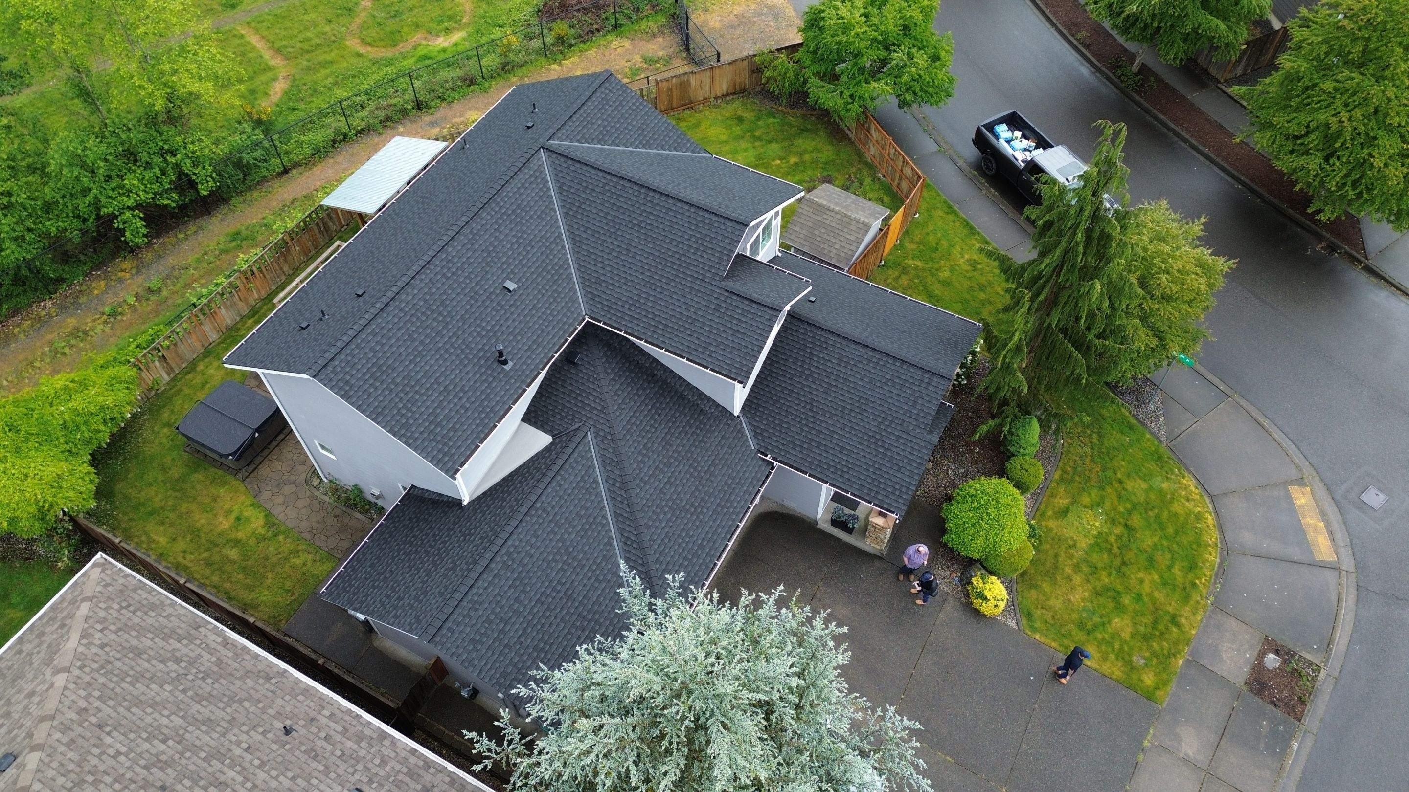 Completed EverPro roof replacement in Auburn viewed from above